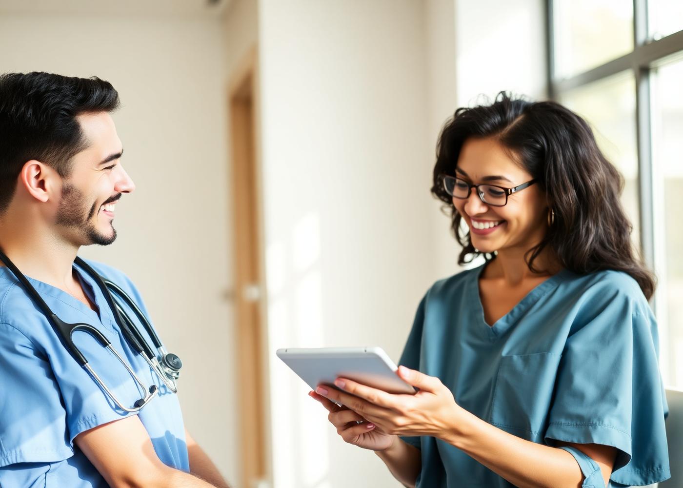 Clinician reviewing patient progress on a tablet
